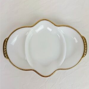 Anchor Hocking Fire King White Milk Glass Divided Platter